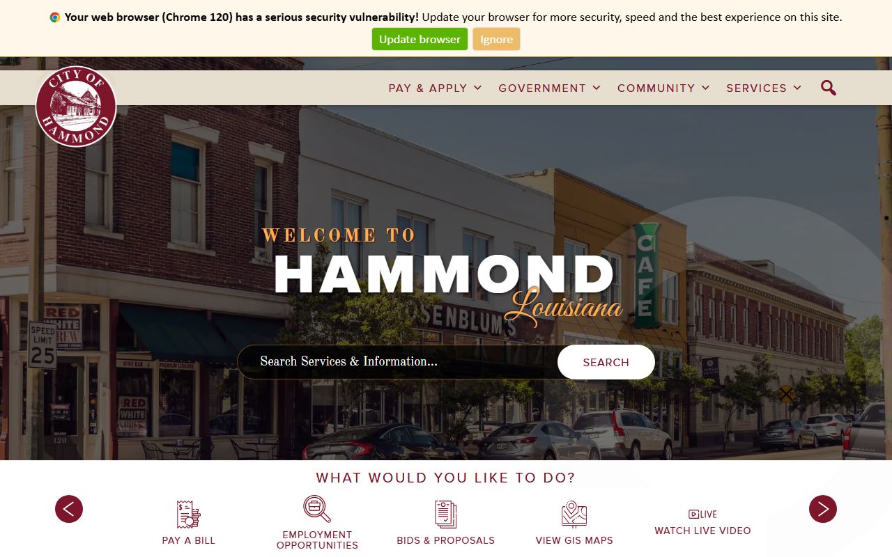 City of Hammond website for reference