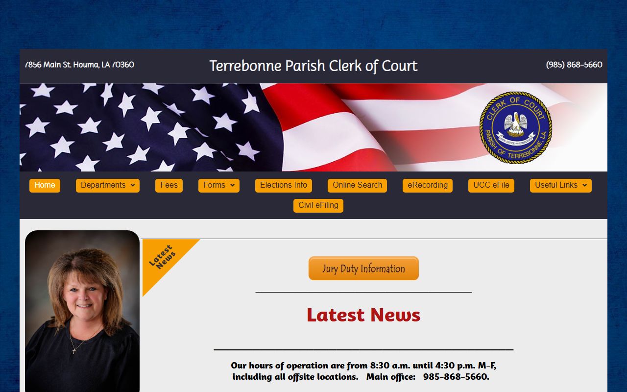 Terrebonne Parish Clerk of Court for Houma deed records in Louisiana