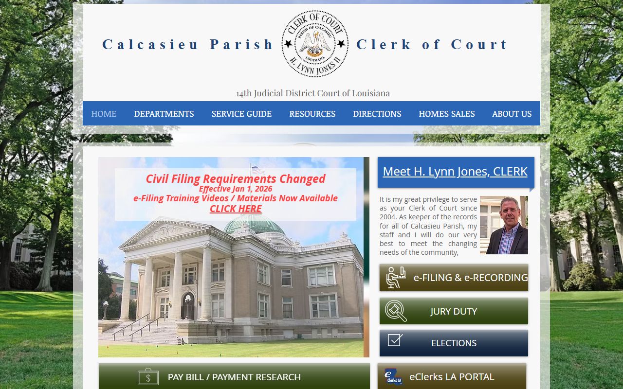 Calcasieu Parish Clerk of Court for Lake Charles deed records in Louisiana