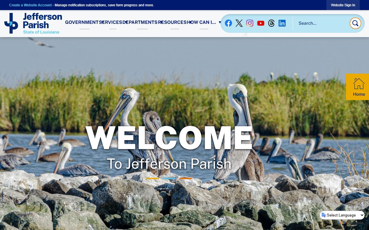Jefferson Parish government website for Metairie Louisiana
