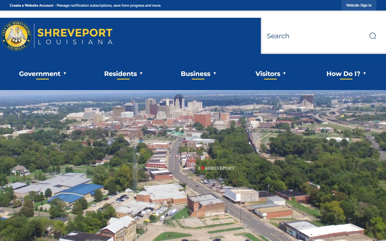 Shreveport city government website for reference