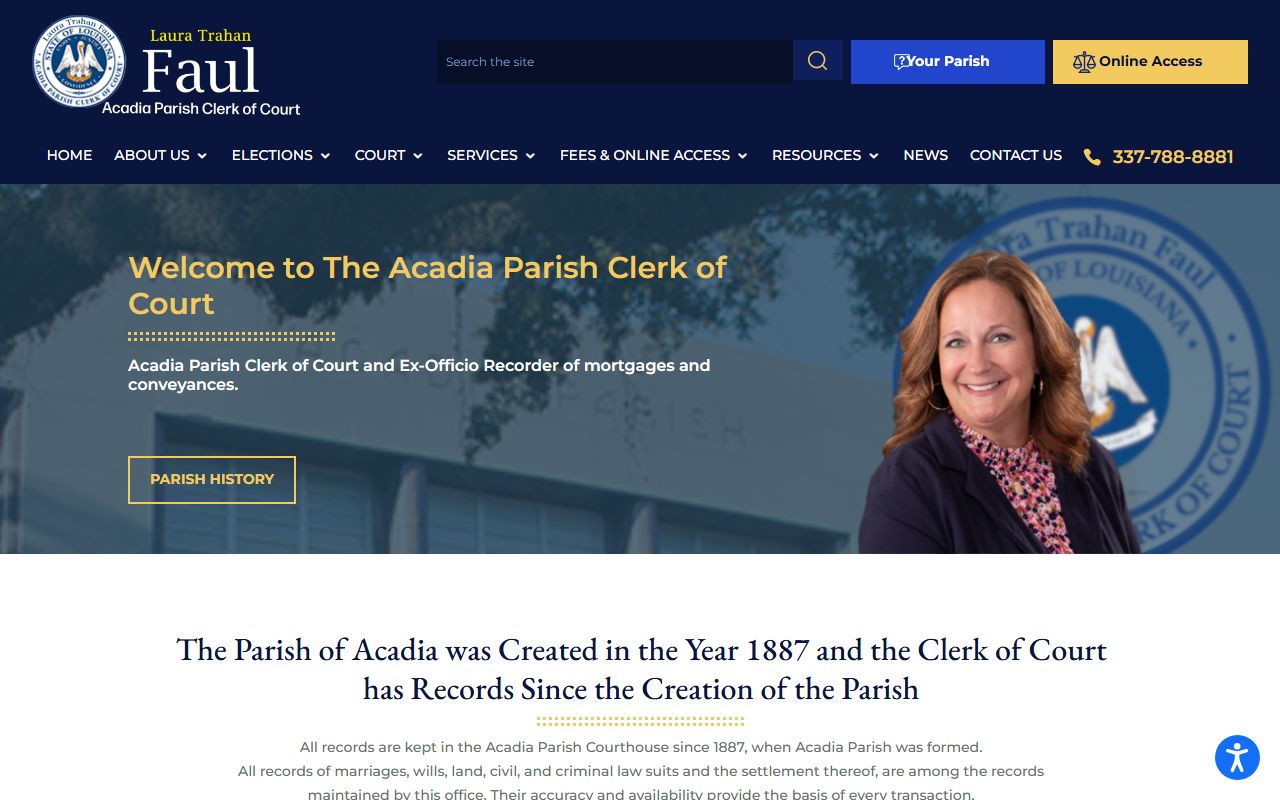 Acadia Parish Clerk of Court website for deed records in Crowley Louisiana