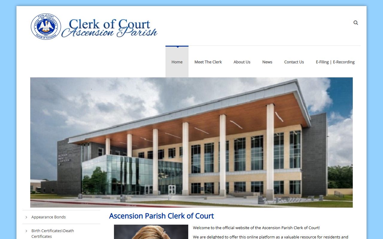 Ascension Parish Clerk of Court website for deed records in Gonzales Louisiana