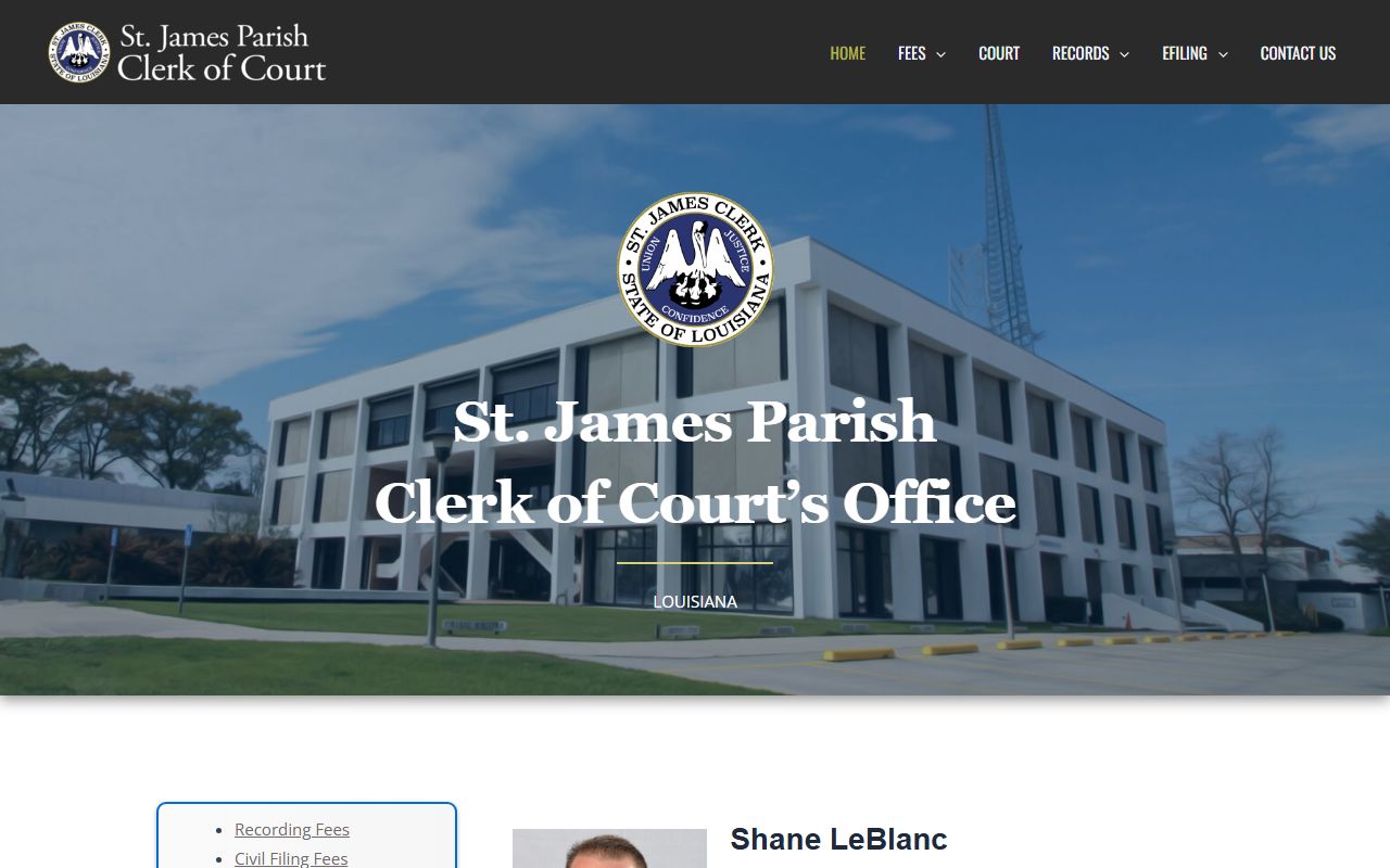 St. James Parish Clerk of Court website for deed records in Convent Louisiana