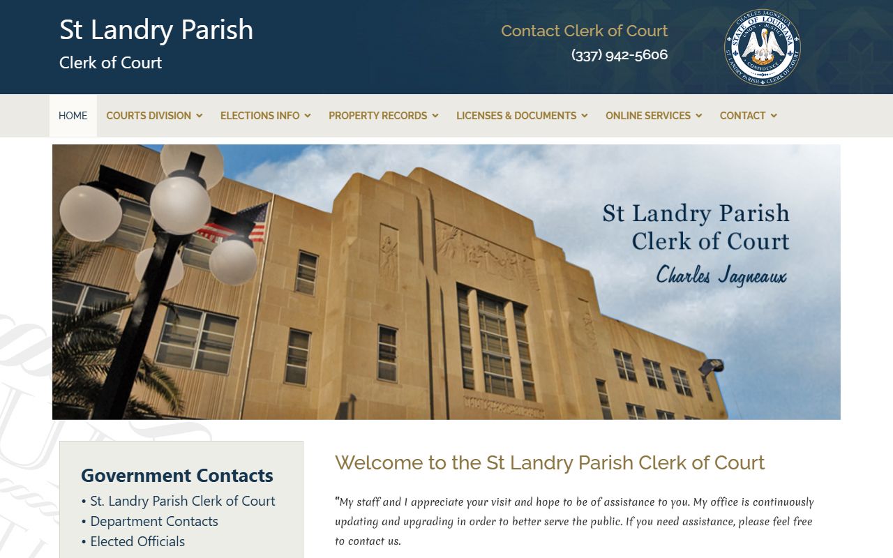 St. Landry Parish Clerk of Court website for deed records in Opelousas Louisiana
