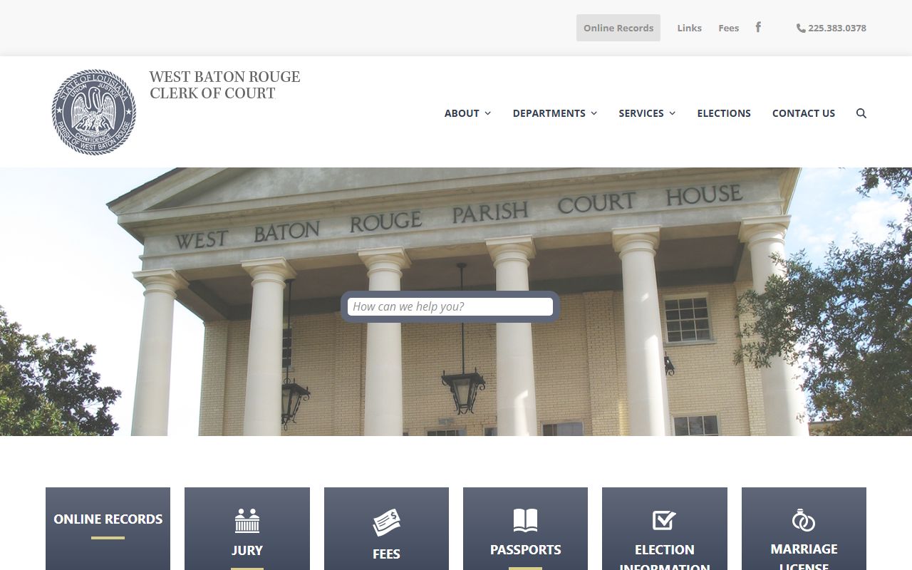 West Baton Rouge Parish Clerk of Court website for deed records in Port Allen Louisiana
